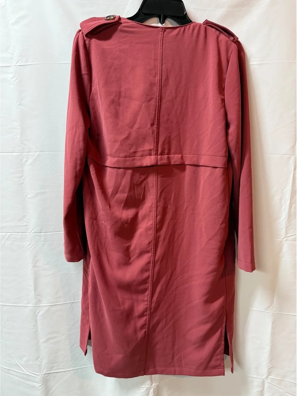 Elodie Women's Long Open Front Coat in Dusty Rose, Size XS